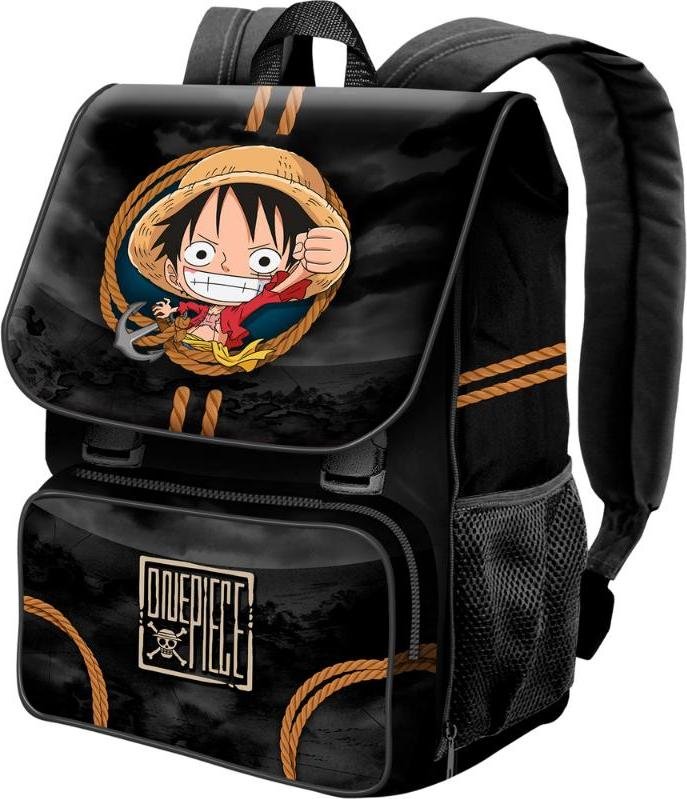 Plecak Dwukomorowy Szkolny One Piece Luffy Czarny 30x45x21cm