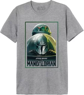 Koszulki męskie - Star Wars "Mandalorian Comics Green Prostokąt" MESWMANTS194 Koszulka męska, Melange, Rozmiar M, Szary Melange, M - grafika 1