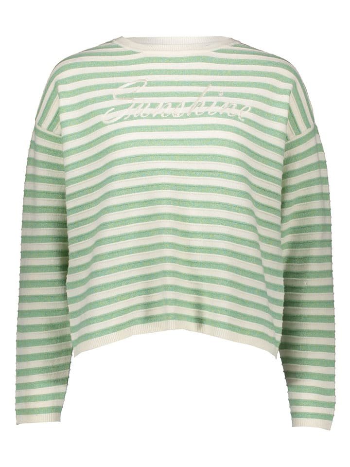 Vero Moda Sweter w kolorze jasnozielono-białym