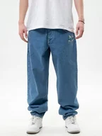 Spodnie męskie - SPODNIE JEANSOWE BAGGY MĘSKIE Jasne Niebieskie Smerfy Gargamel Pocket L - miniaturka - grafika 1