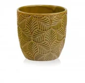 Donice - Osłonka Doniczka Żółta Musztardowa W Liście 14,5 - miniaturka - grafika 1