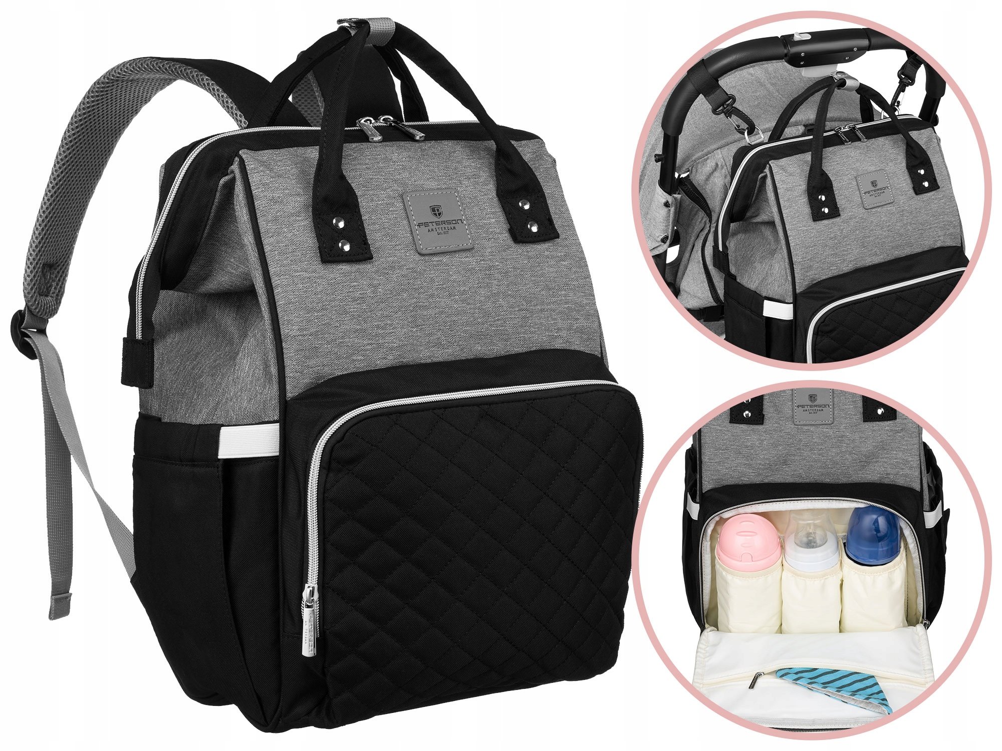 Torba do wózka wielofunkcyjny plecak organizer pojemny mommy bag Peterson