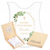 Kombinezony dla dzieci - Szatka do Chrztu z Imieniem Biała Szatka na Chrzest + PUDEŁKO szt - miniaturka - grafika 1
