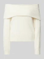 Swetry damskie - Sweter z dzianiny z dekoltem carmen model ‘HEIDI’ - miniaturka - grafika 1