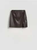 Spódnice - Reserved - Spódnica mini z imitacji skóry - brązowy - miniaturka - grafika 1