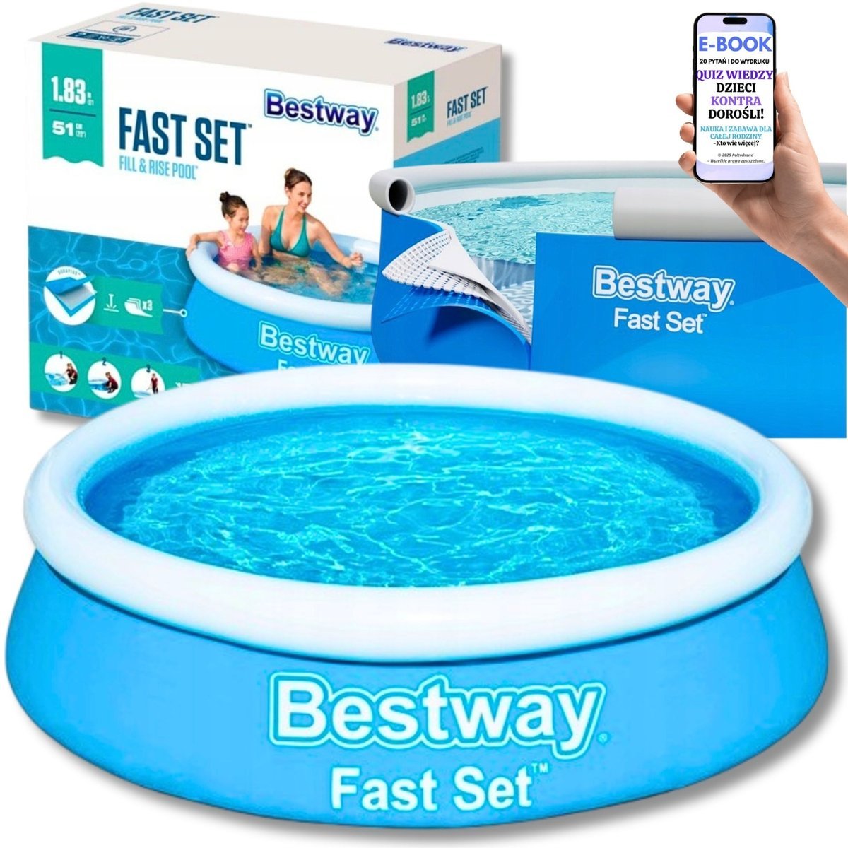 Letni Basen Dla Dzieci BESTWAY Rozporowy Dmuchany Wakacyjny Ogrodowy Zabawa Dla Dzieci + EBOOK-2