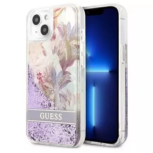 Guess GUHCP13MLFLSU iPhone 13 6,1" fioletowy/purple hardcase Flower Liquid Glitter - Etui i futerały do telefonów - miniaturka - grafika 1