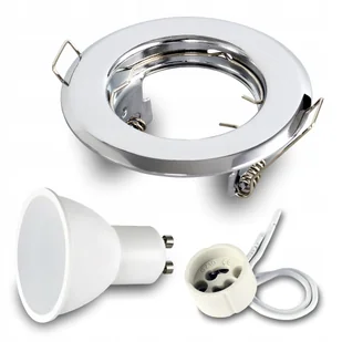 Oprawa wpuszczana halogen Chrom żararówka Led GU10 7W ciepła - Oprawy, klosze i abażury - miniaturka - grafika 1