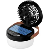 Latarki - Latarka kempingowa 3 w 1 ze składanym wentylatorem, idealna na kemping i podróże (czarna) - miniaturka - grafika 1