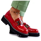 Półbuty damskie - S.Barski Lakierowane Skórzane Półbuty Czerwone Corine - miniaturka - grafika 1