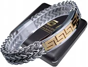 Bransolety męskie - ELEGANCKA SREBRNA BRANSOLETA MĘSKA SPLOT KRÓLEWSKI - miniaturka - grafika 1