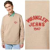 Bluzy męskie - Wrangler SMALL LOGO CREW Timberwolf bawełniana bluza małe logo REGULAR S - miniaturka - grafika 1