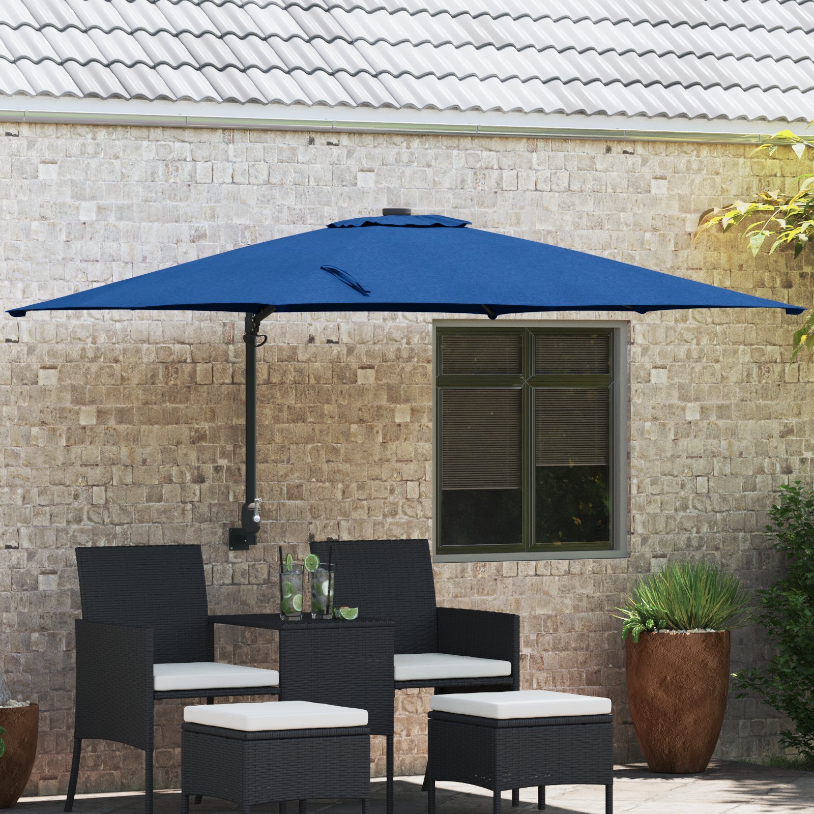 vidaXL Parasolka ogrodowa Niebieski azur 248.5 x 247.5 x 160 cm
