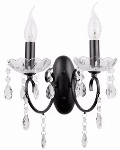 Candellux AURORA Czarna z kryształkami 2xE14 Kinkiet ścienny podwójny 22-73723 22-73723 - Lampy ścienne - miniaturka - grafika 1