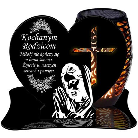 ZNICZ SOLARNY LED WIECZNY PODSTAWKA NA CMENTARZ GRÓB Krzyż EFEKT PŁOMIENIA DLA RODZICÓW