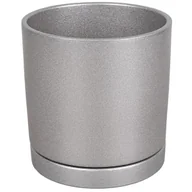 Donice - Ceramik Doniczka ceramiczna z podstawką Vienna śr.15cm srebrna - miniaturka - grafika 1