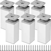 Zawiasy, okucia i inne akcesoria - Zestaw 6 regulowanych pod względem wysokości nóżek meblowych do krzeseł, stołów i sof, kwadratowych (40 x 200 mm) - miniaturka - grafika 1