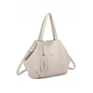 Torebki damskie - Pojemna Torebka Damska Shopper Worek A4 LUIGISANTO Beżowa Skóra Eko - miniaturka - grafika 1