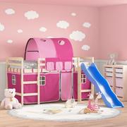 Łóżeczka i kojce - vidaXL Dziecięce łóżko na antresoli, z tunelem, różowe, 80x200 cm - miniaturka - grafika 1