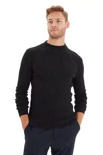 Trendyol Męska bluza z wysokim dekoltem, gładka, wąska bluza, czarna, M, Czarny, M - Bluzy męskie - miniaturka - grafika 1