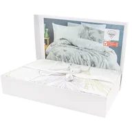 Pościel - Komplet pościel 220x200 bawełniana gruba satyna w pudełku Palmiro zielony - miniaturka - grafika 1