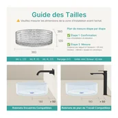 Umywalki - EMKE Umywalka nablatowa 36x36x11.2 cm, Okrągła umywalka z przezroczystego szkła, montaż na blacie - miniaturka - grafika 1