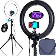 Lampy studyjne - Lampa Pierścieniowa LED Ring 55W Wyświetlacz LCD Statyw - miniaturka - grafika 1