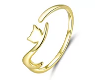 Pierścionki - Pierścionek damski Srebrny 925 Dłonie Obrączki Kotek Srebro Złoty - miniaturka - grafika 1