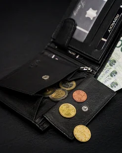 Lumarko Poziomy Portfel Męski Ze Schowkiem Na Suwak, Skóra Naturalna, Rfid Stop ! - Portfele - miniaturka - grafika 13