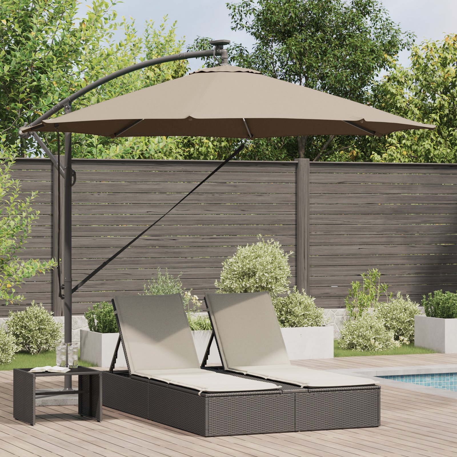 vidaXL Parasol banana na wysięgniku Ciemnoszary 294 x 294 x 248 cm 42003386