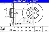 Tarcze hamulcowe - ATE TARCZA HAM 24.0122-0107.1 ALFA 145 1.8IE 16V 98-01, 2.0 16V TS 95-01. FIAT MULTIPLA 1.6 16V 99-, 1.9JTD 02-  24.0122-0107.1 - miniaturka - grafika 1