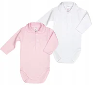 Body dla niemowląt - Body DR KOŁNIERZYK ZAOKRĄGLONY DLA DZIEWCZYNKI 2PAK Biały RÓŻ r 56 KLEKLE - miniaturka - grafika 1