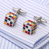 Spinki do mankietów i krawatów - Spinki do mankietów koszuli kostka rubika - miniaturka - grafika 1