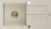 Zlewozmywaki - Mexen Pablo zlewozmywak granitowy 1-komorowy z ociekaczem 752 x 436 mm, beżowy, syfon złoty - 6510751010-69-G - miniaturka - grafika 1