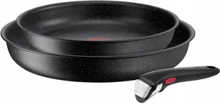 Tefal Zestaw patelni L3999032 Ingenio Black Stone 24 + 28 cm + uchwyt - Zestawy garnków i patelni - miniaturka - grafika 1