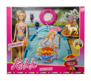 Lalka z namiotem i akcesoriami plażowymi - SWEDE - Akcesoria dla lalek - miniaturka - grafika 1