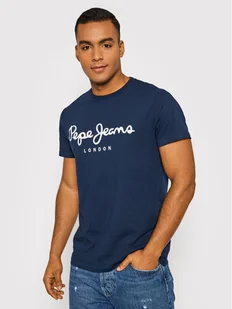 Pepe Jeans T-Shirt Original PM508210 Granatowy Slim Fit - Koszulki męskie - miniaturka - grafika 1