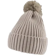 Czapki dla dzieci - Czapka z pomponem dla dziewczynki w modnym kolorze Noviti CZ098-W-01 Brąz - miniaturka - grafika 1