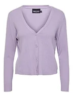 Kurtki damskie - PIECES Damska kurtka PCCRISTA LS Knit Cardigan NOOS BC, różowa (Purple Rose), M - miniaturka - grafika 1