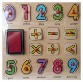 Układanki dla dzieci - Playme Drewniana układanka z pinezkami i tuszem Cyfry - miniaturka - grafika 1