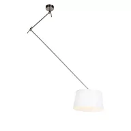 Lampy sufitowe - QAZQA Lampa wisząca regulowana stal klosz lniany biały 35cm - Blitz I - miniaturka - grafika 1