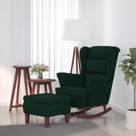Fotele - Lumarko Fotel bujany na drewnianych nogach, z podnóżkiem, ciemnozielony! - miniaturka - grafika 1