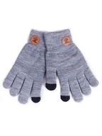 Rękawiczki dla dzieci - Rękawiczki Chłopięce Pięciopalczaste Dwuwarstwowe Szare Z Naszywką Dotykowe 22 Cm - miniaturka - grafika 1