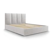 Łóżka - Jasnoszare aksamitne łóżko dwuosobowe Mazzini Beds Juniper, 180x200 cm - miniaturka - grafika 1