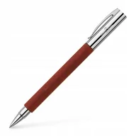 Pióra kulkowe - Faber Castell Ambition 148111 pióro kulkowe, grubość końcówki metalowej 0,7 mm, wykonane z drewna gruszy, kolor brązowy/srebrny, w zestawie z opakowaniem na prezent - miniaturka - grafika 1