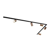Lampy sufitowe - QAZQA Nowoczesny system szynowy z 5 reflektorami, ciemny brąz, 1-fazowy GU10 70mm - Iconic Jeana Luxe - miniaturka - grafika 1