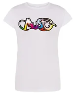 Koszulki i topy damskie - T-Shirt damski kolorowy napis MUSIC r. XL - miniaturka - grafika 1