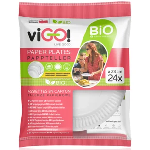 Talerze BIO Papierowe Vigo Białe 23cm 24szt - Naczynia i sztućce jednorazowe - miniaturka - grafika 1