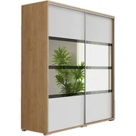 Szafy - Szafa Przesuwna 150 z Lustrem A9 Skąpski Meble Sonoma, Biały Mat, 215 Cm, Czarny - miniaturka - grafika 1