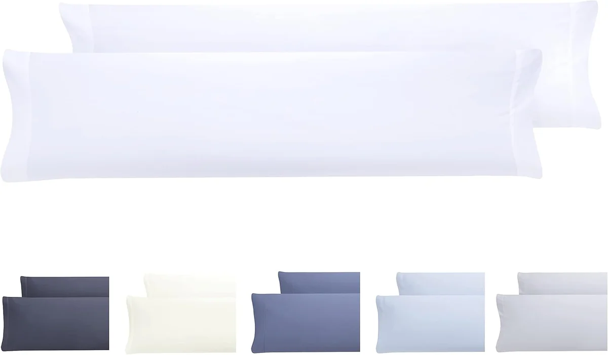 Zestaw 2 poszewek na poduszki 150x40 cm mikrofibra hipoalergiczne białe